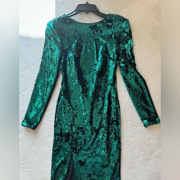 Dress The Population Natalie dress in emerald green sequins holiday cocktails XS - Picture 9 of 15